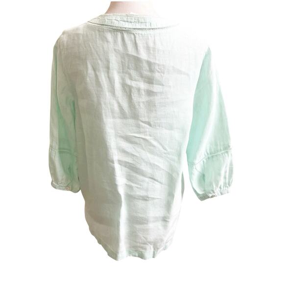 Joie 100% Linen V-Neck Popover Tunic Size Medium Light Teal Minimalist Beachy - Picture 2 of 12